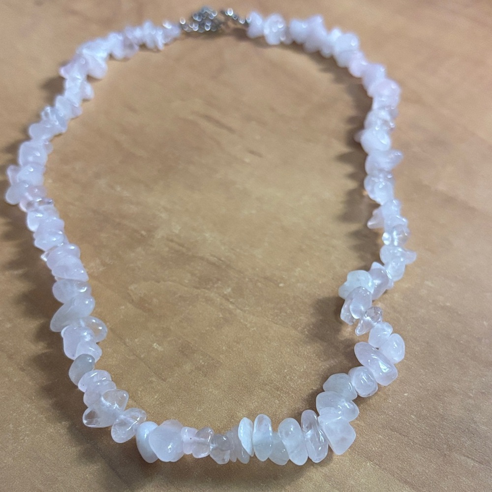 Delicate Rose Quartz Chip Necklace - Soft Pink Women’s Jewelry